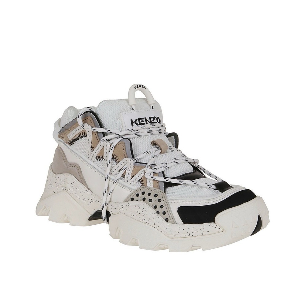 Kenzo Size 41 M8W10 Inka Chunky Low Top Technical Sneaker Pale Grey Leather Sued